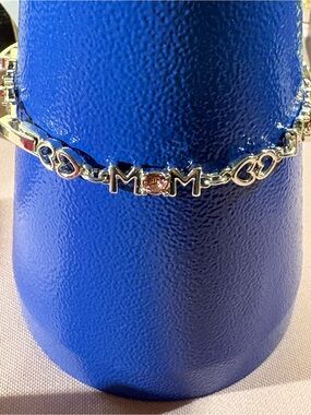 Avon Silver-Tone MOM Bracelet with Pink Accent